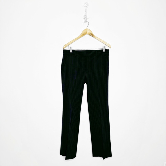 THEORY PINSTRIPE Textured Trouser Black career dress pants womens 8 - Picture 1 of 8